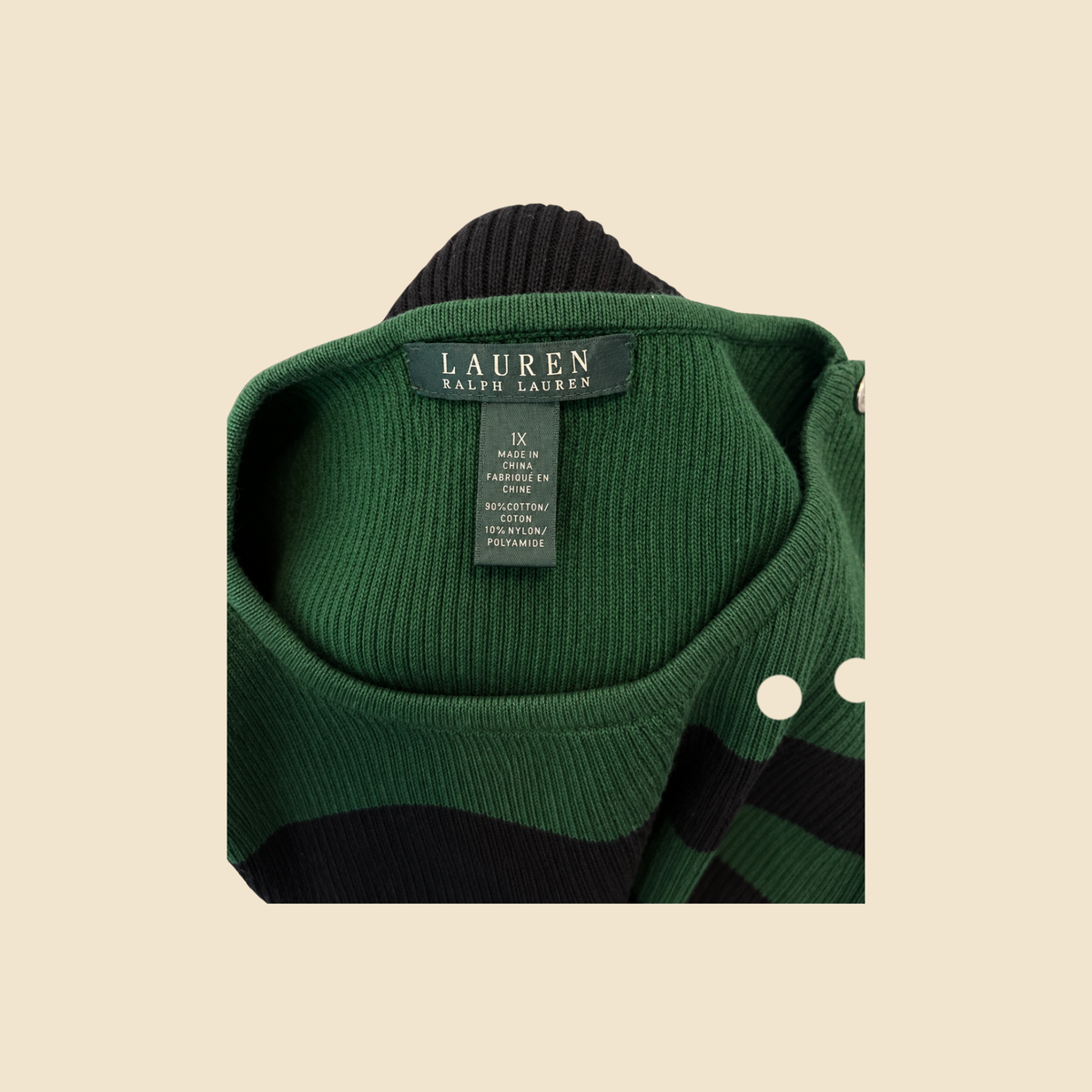LAUREN Ralph Lauren black and green sweater - Size 1X (FR XL)