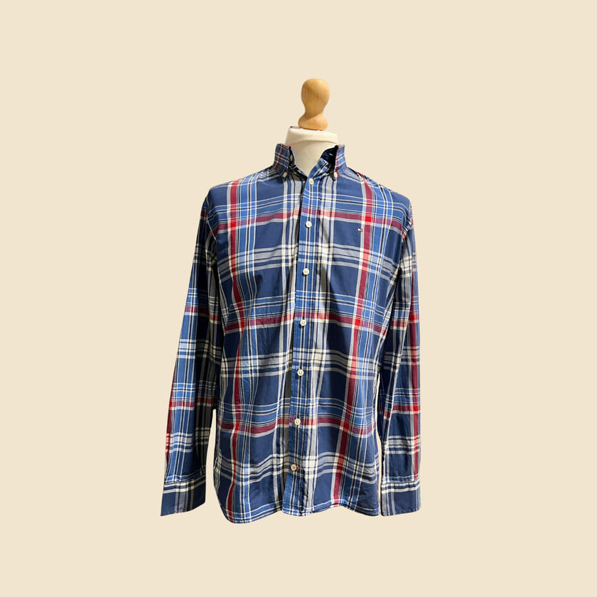 Chemise TOMMY HILFIGER à carreaux bleu & rouge - Taille M