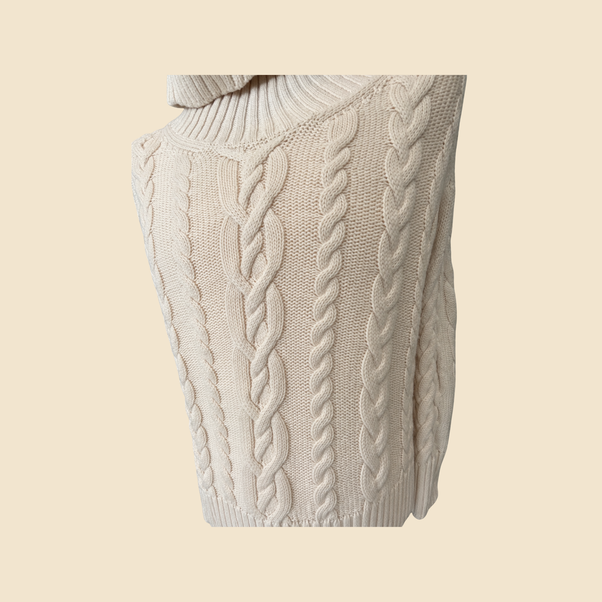 Pull col roulé torsadé LAUREN Ralph Lauren écru - Taille L