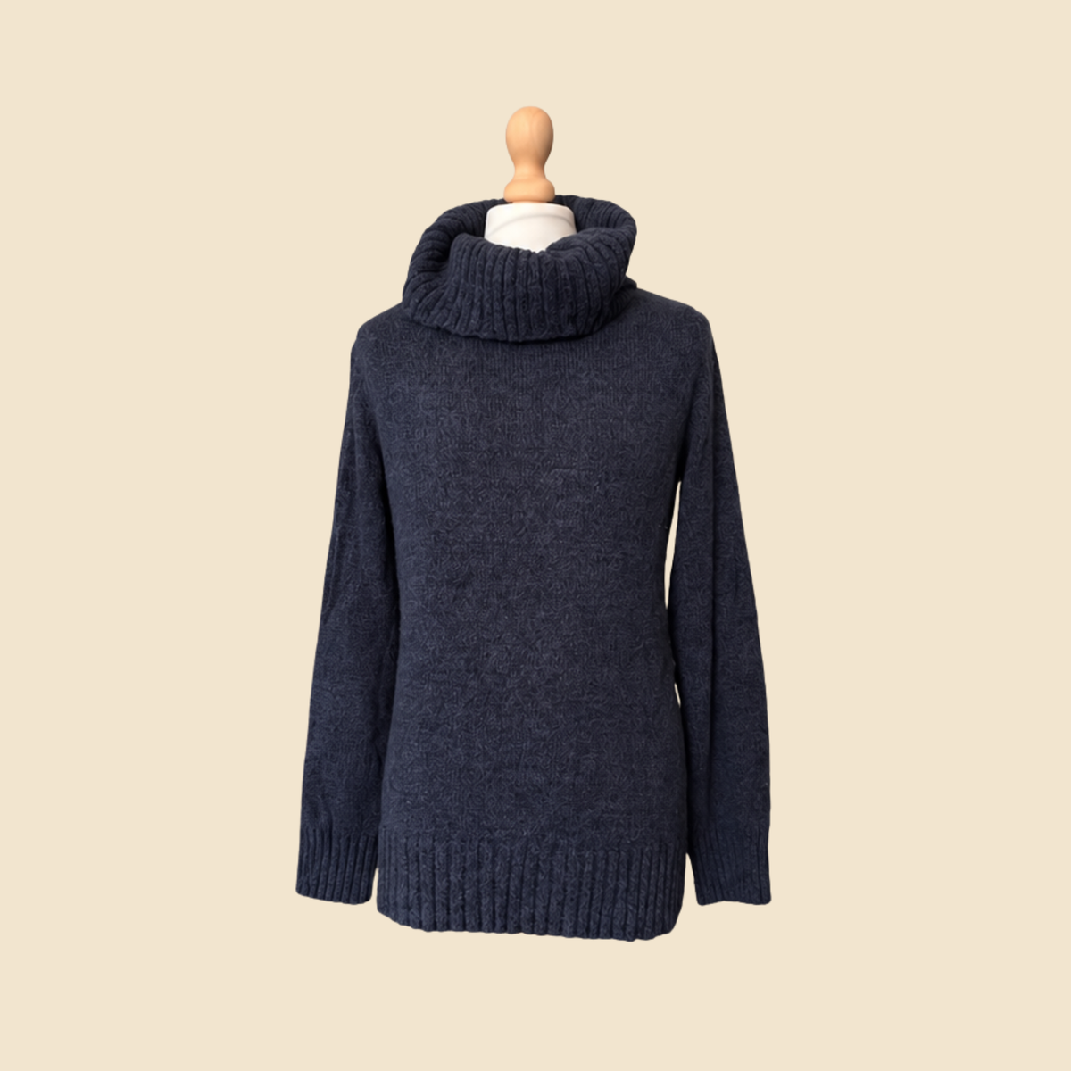 Pull long col roulé LAUREN Ralph Lauren bleu chiné - Taille XL