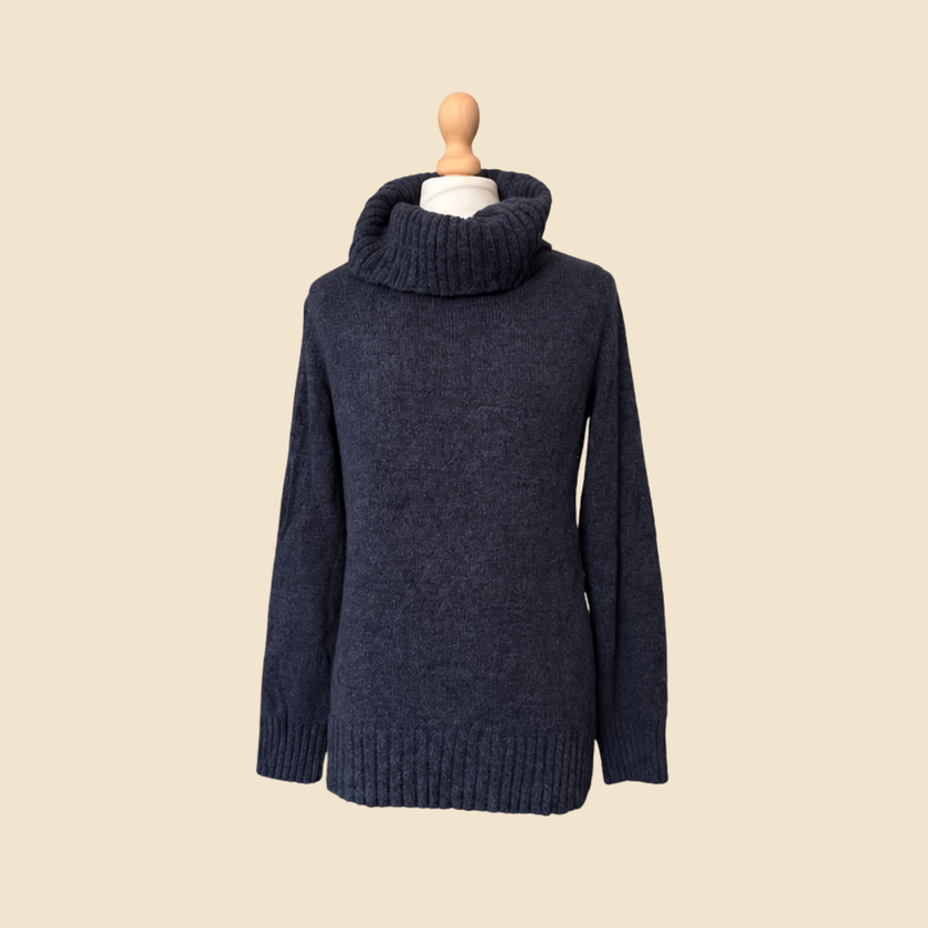 Pull long col roulé LAUREN Ralph Lauren bleu chiné - Taille XL