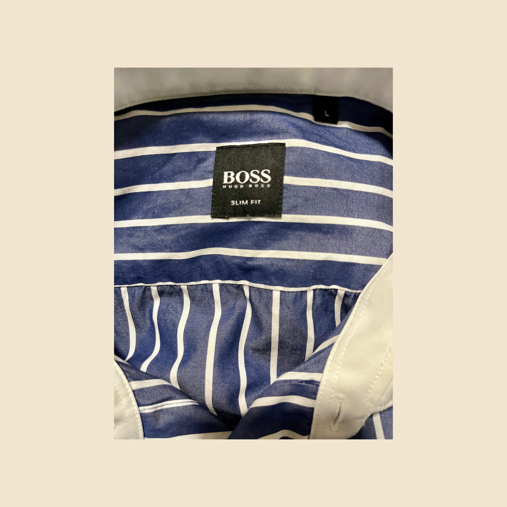 Chemise HUGO BOSS bleu marine à rayures blanches - Taille L