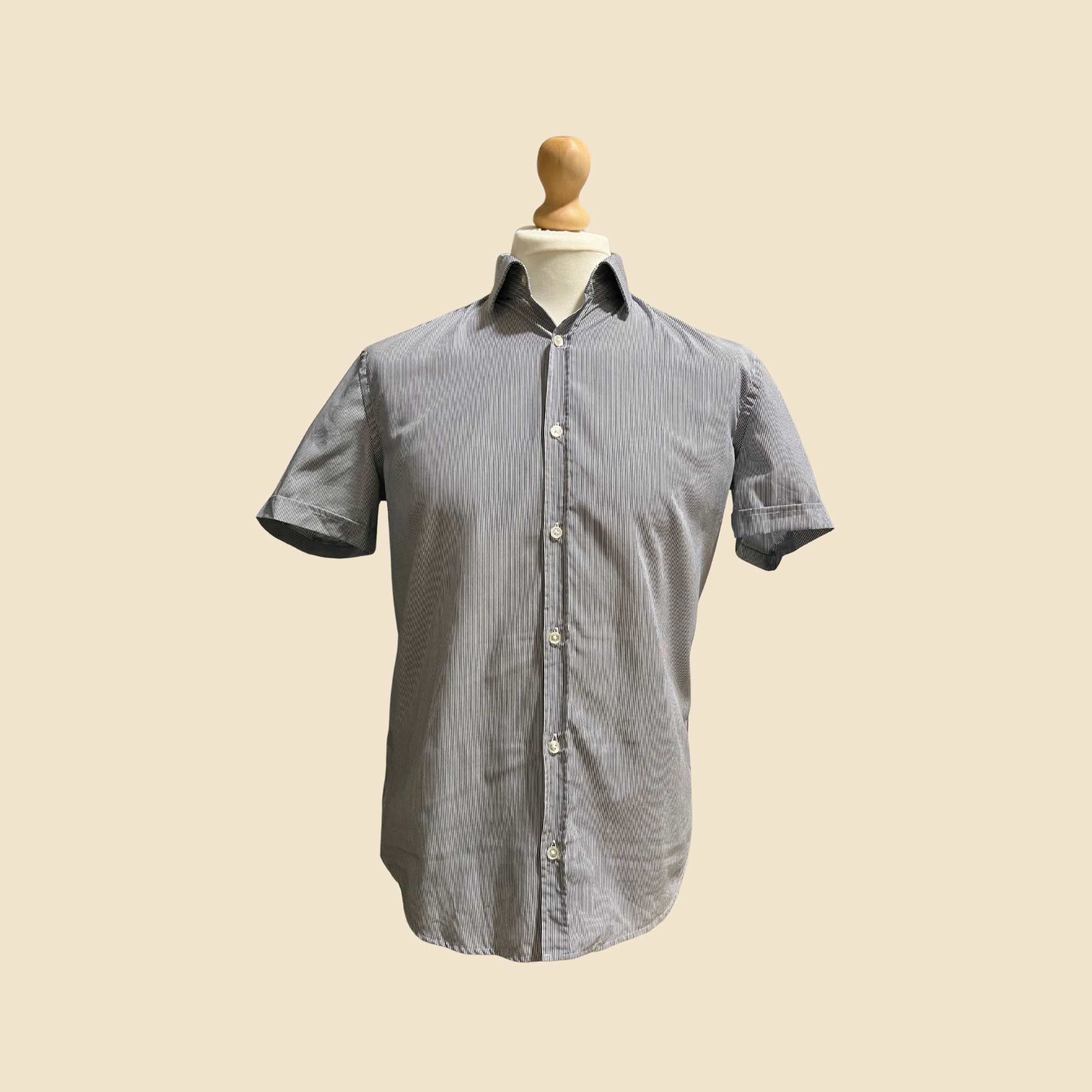 Chemise HUGO BOSS à fines rayures bleu marine & blanc - Taille 40