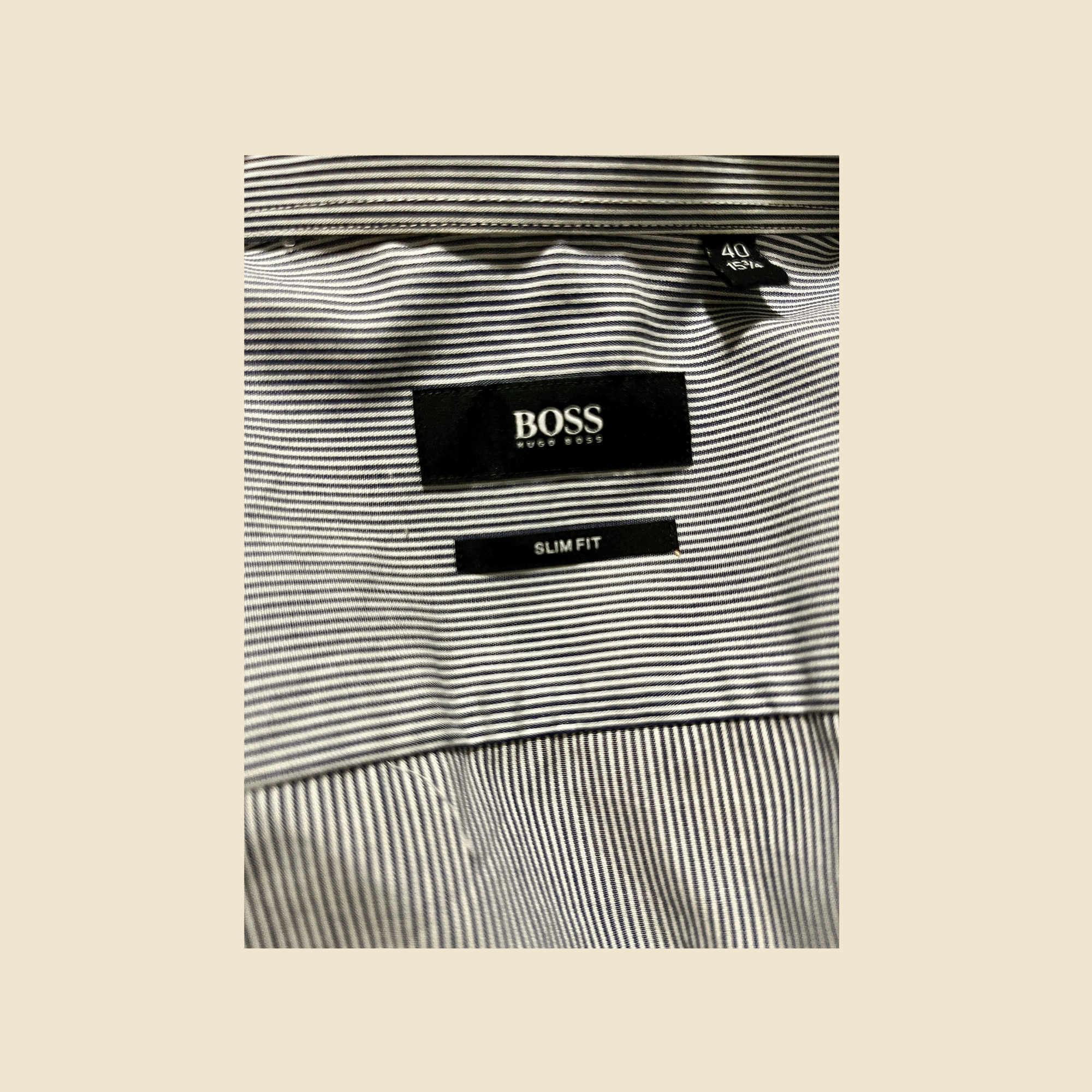 Chemise HUGO BOSS à fines rayures bleu marine & blanc - Taille 40
