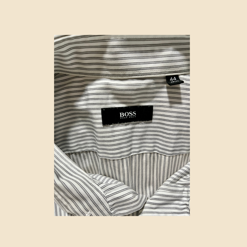 Chemise HUGO BOSS à fines rayures bleu et blanc - Taille 44
