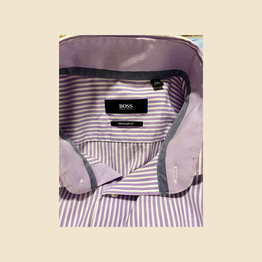 Chemise HUGO BOSS rayée violet & blanc - Taille 40