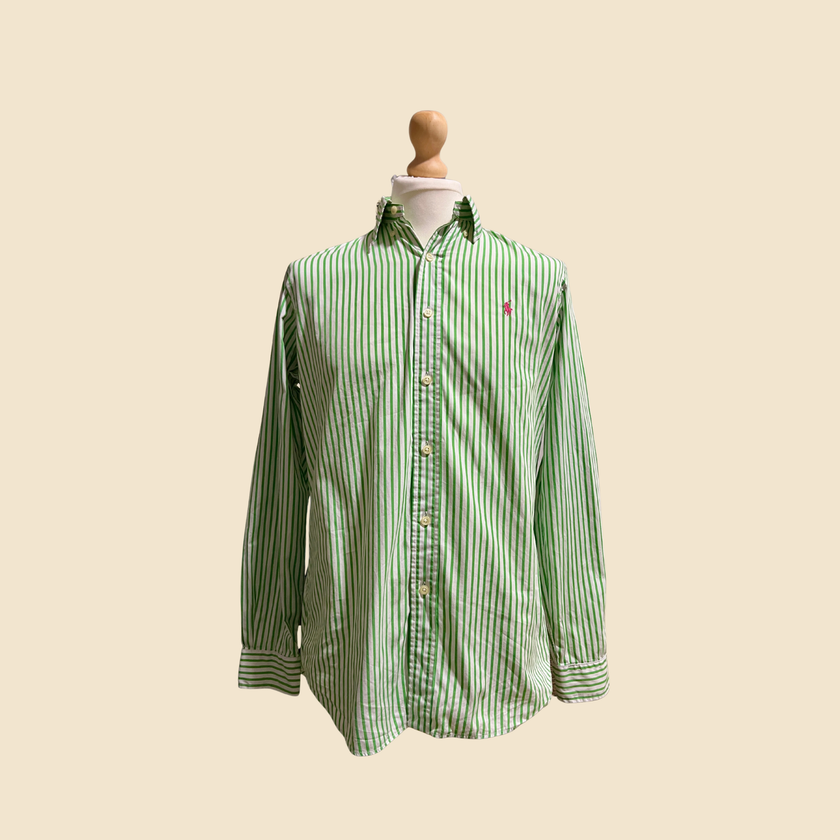Chemise RALPH LAUREN rayée vert & blanc - Taille M