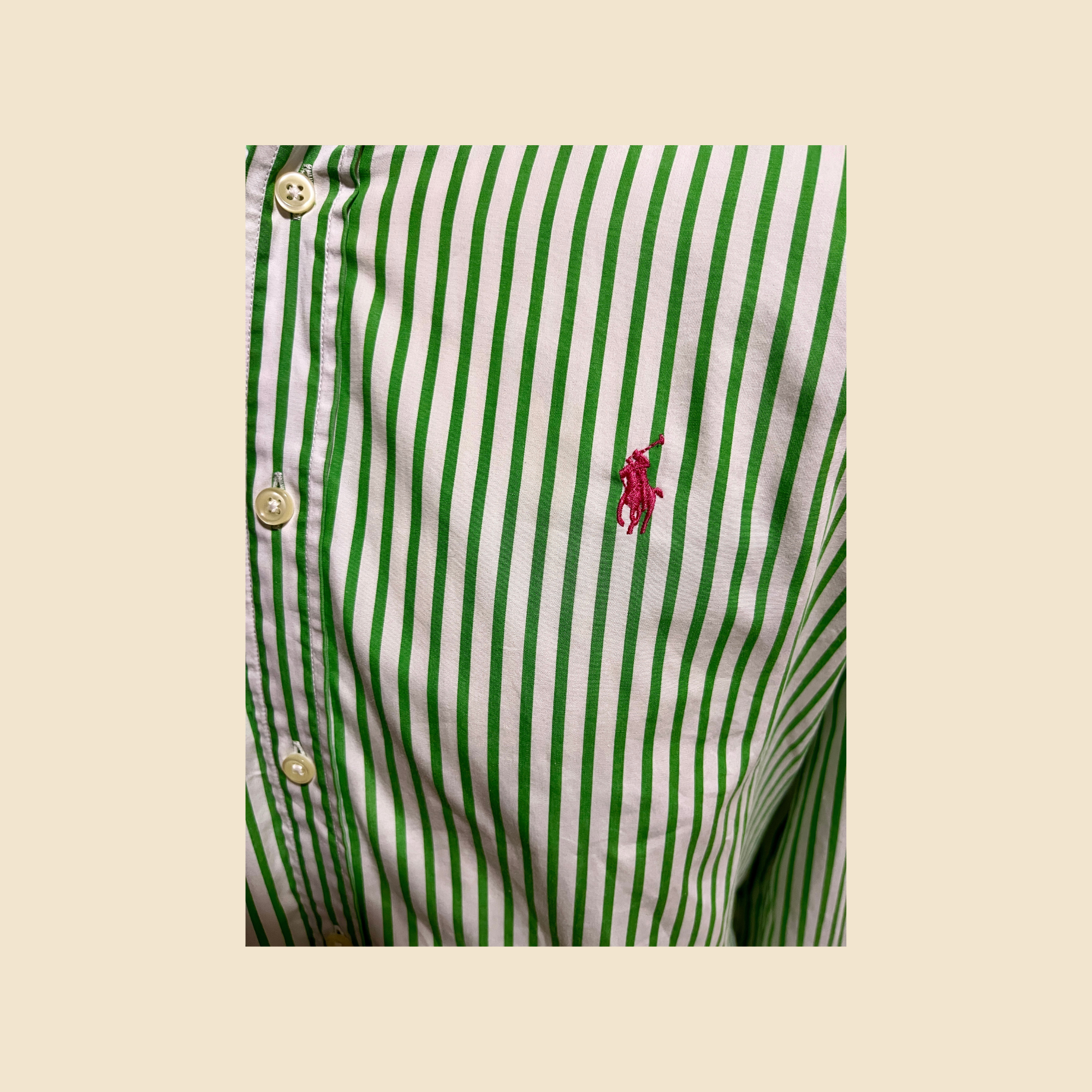 Chemise RALPH LAUREN rayée vert & blanc - Taille M