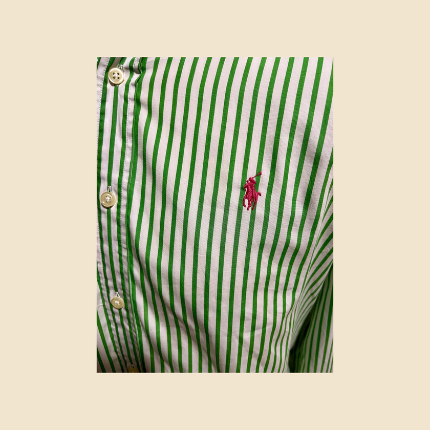 Chemise RALPH LAUREN rayée vert & blanc - Taille M