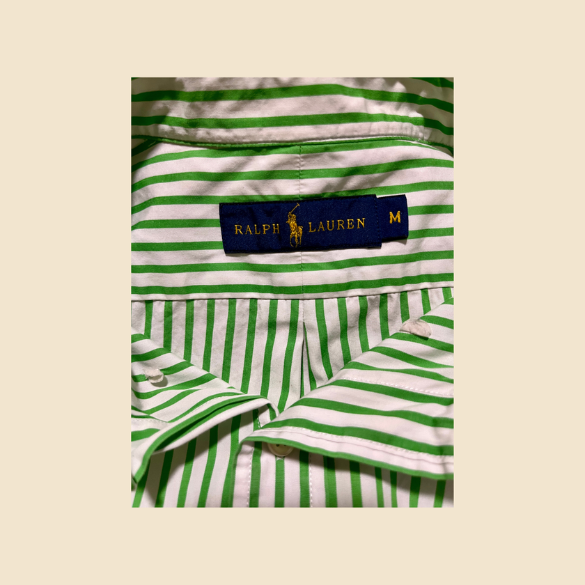 Chemise RALPH LAUREN rayée vert & blanc - Taille M