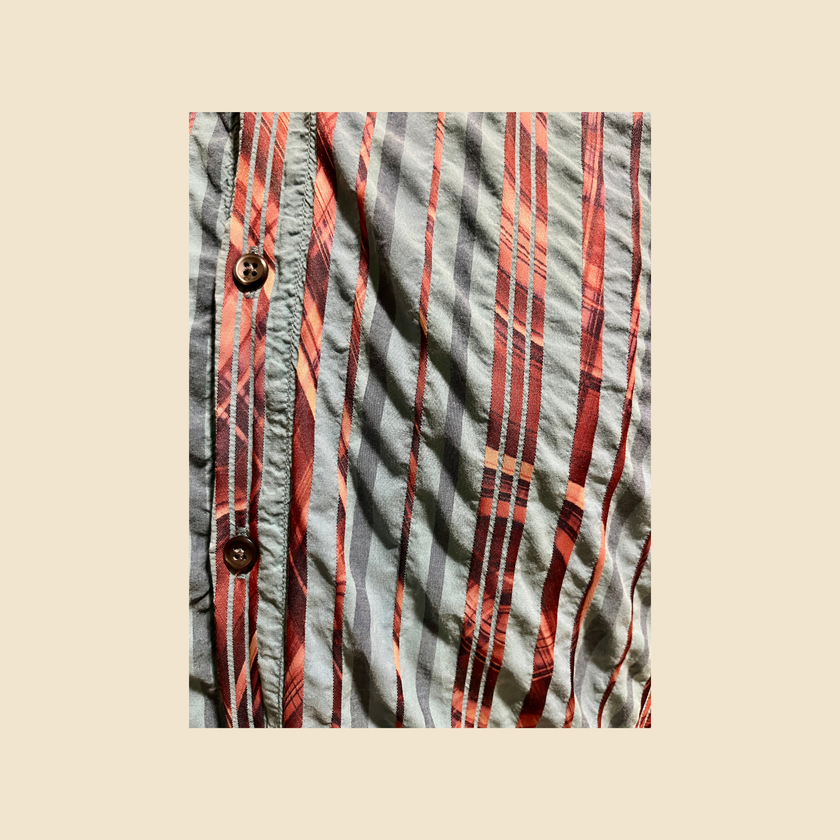 Chemise HUGO BOSS orange rayée bleu turquoise & rose - Taille L