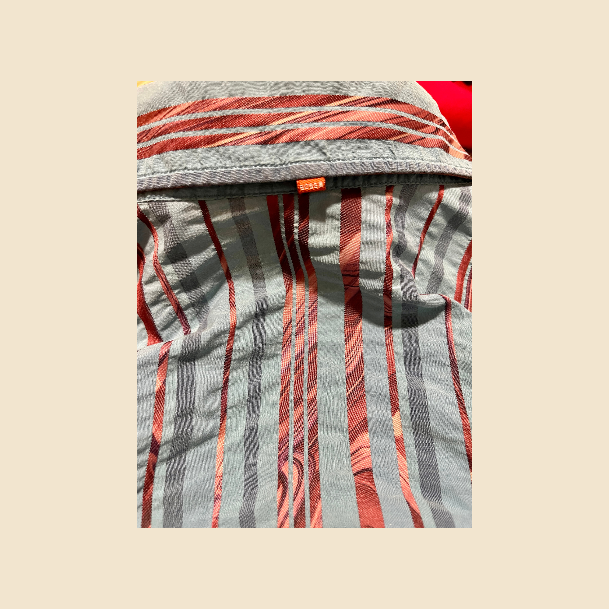 Chemise HUGO BOSS orange rayée bleu turquoise & rose - Taille L