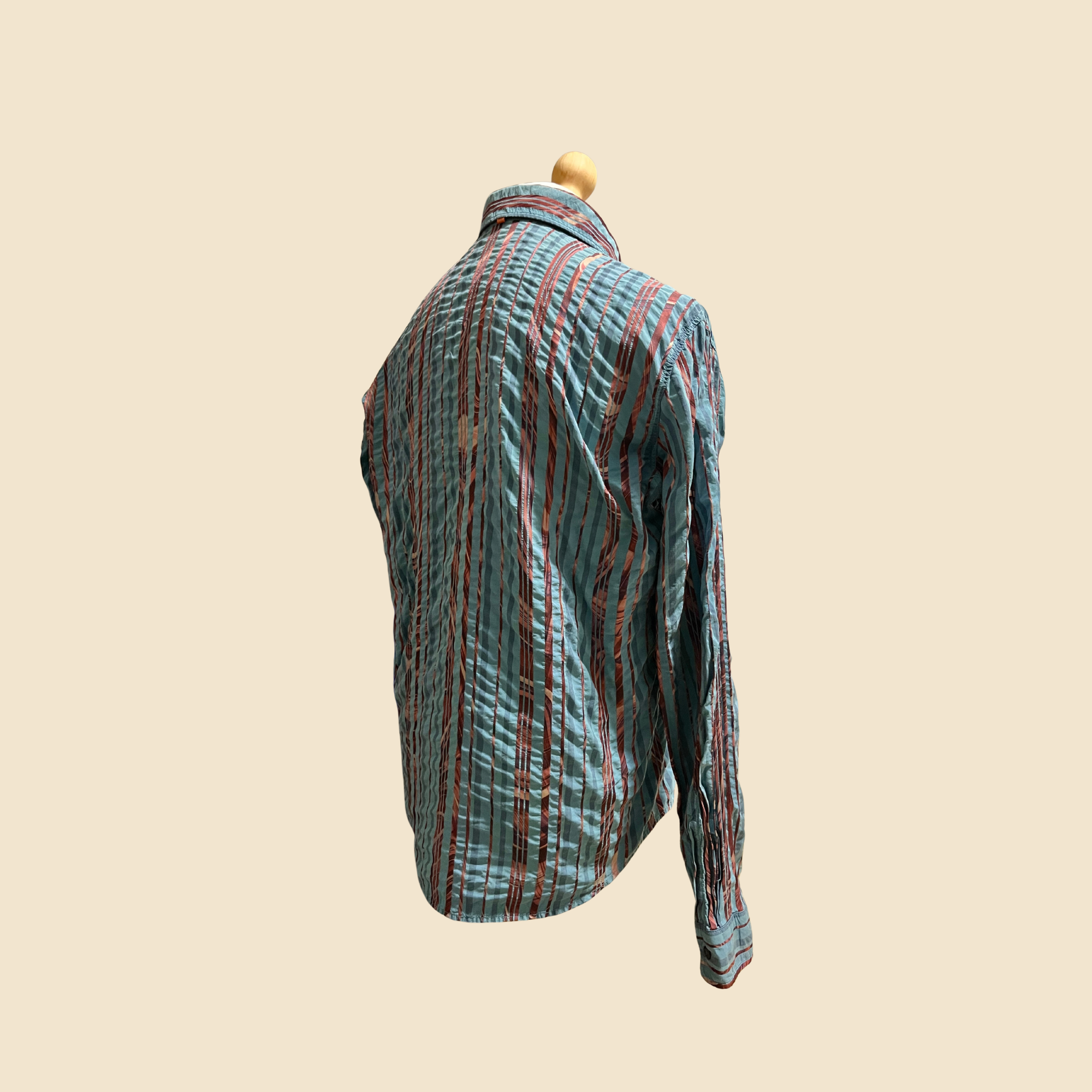 Chemise HUGO BOSS orange rayée bleu turquoise & rose - Taille L