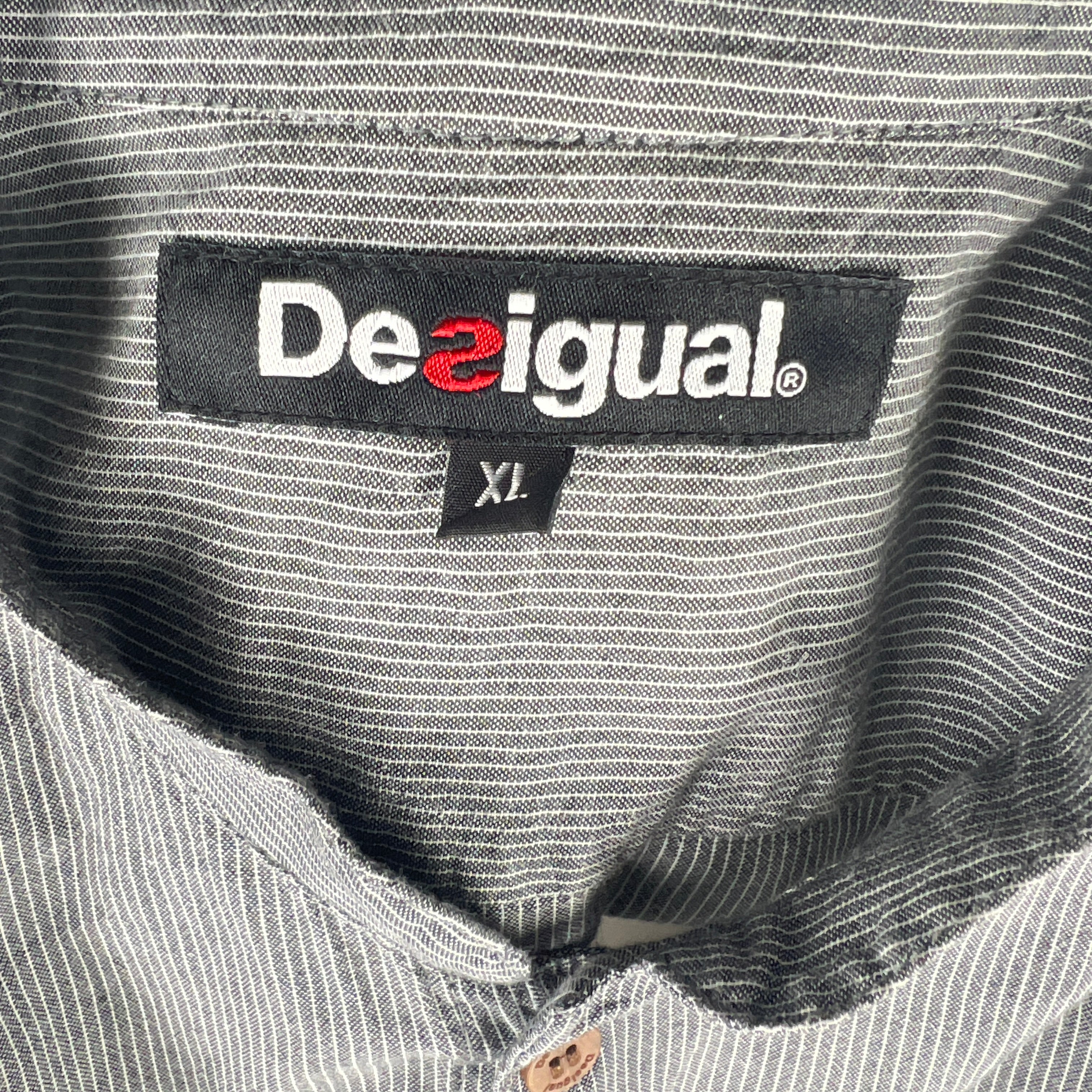 Chemisette DESIGUAL à rayure grise & blanche - Taille XL