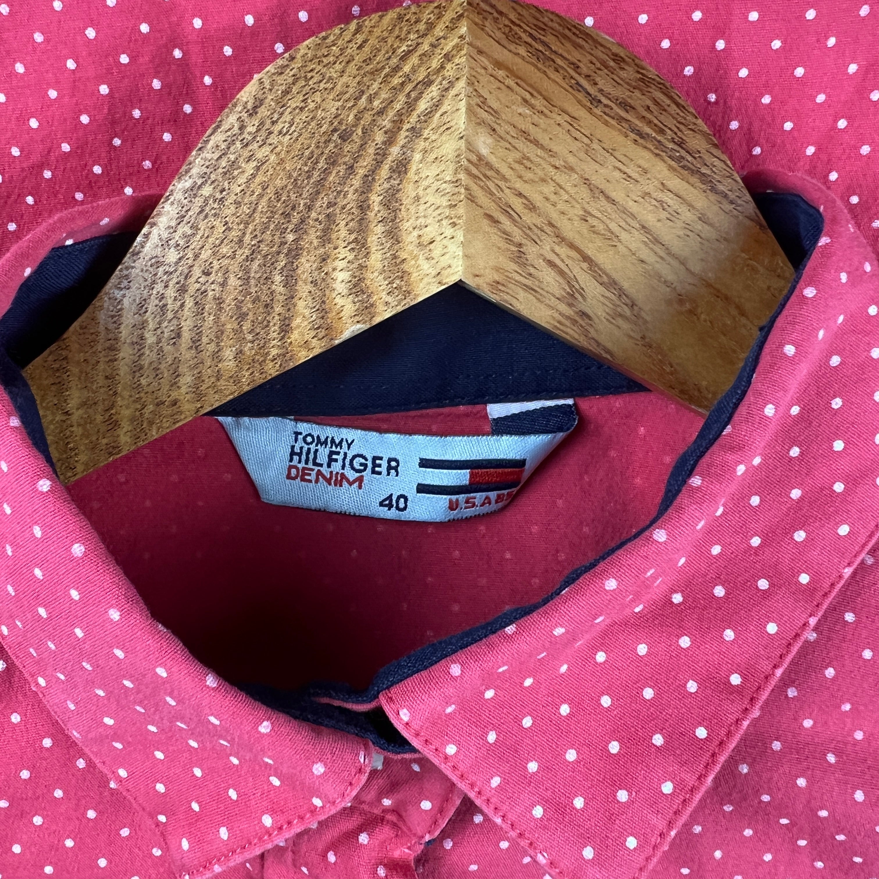 Chemise TOMMY HILFIGER rose à pois blancs - Taille 40