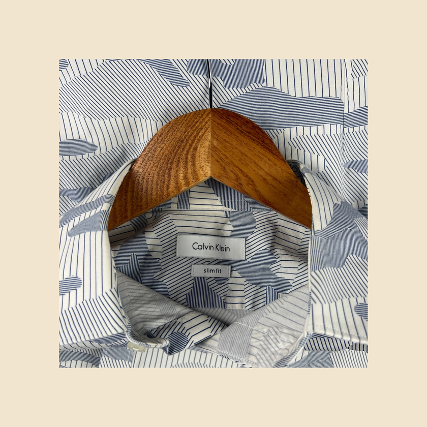 Chemise CALVIN KLEIN à motif bleu et blanc - Taille 38