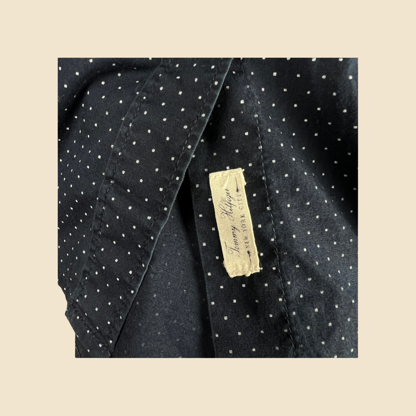 TOMMY HILFIGER navy blue shirt with white polka dots - Size S/M