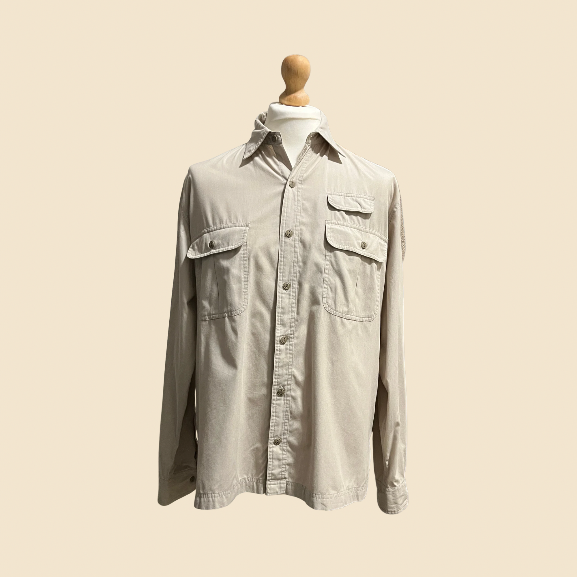 Chemise LANDS' END beige style safari - Taille L