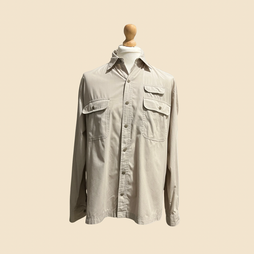 Chemise LANDS' END beige style safari - Taille L