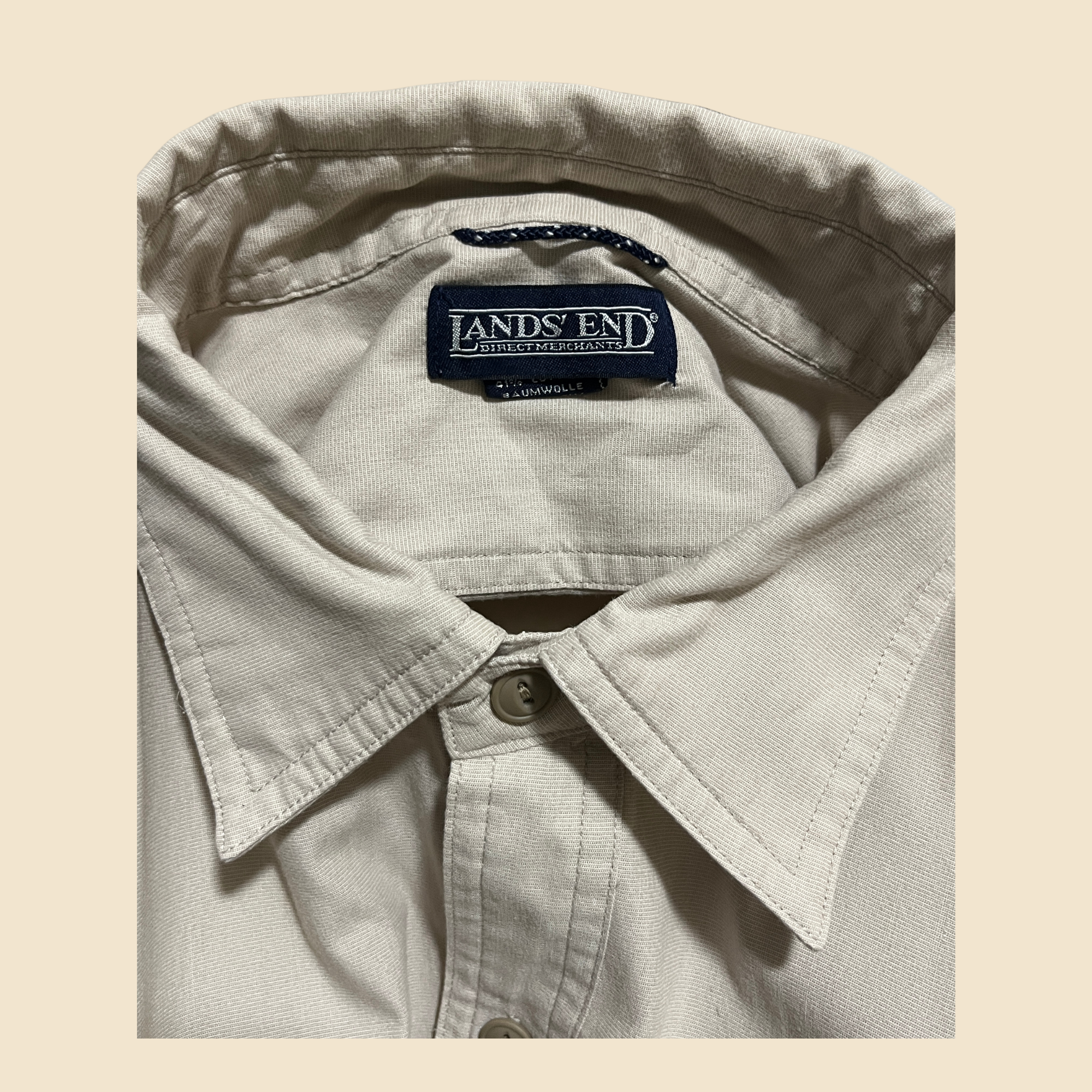 Chemise LANDS' END beige style safari - Taille L