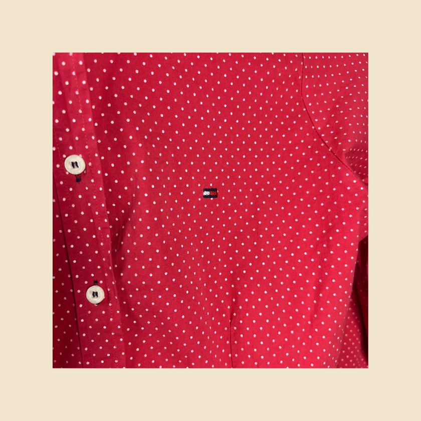 Chemise TOMMY HILFIGER rose à pois blancs - Taille 40