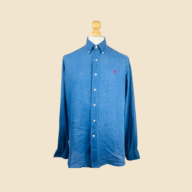 RALPH LAUREN Heather Blue Polo Shirt - Size L