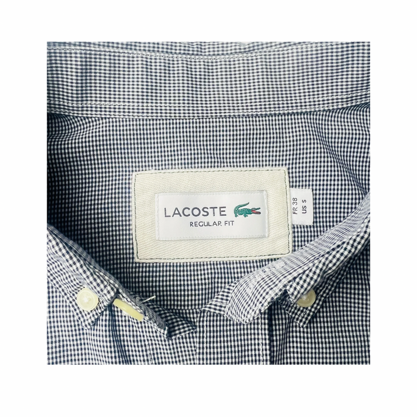 Chemise LACOSTE petits carreaux bleu et blanc - Taille 38