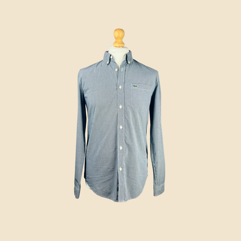 Chemise LACOSTE petits carreaux bleu et blanc - Taille 38