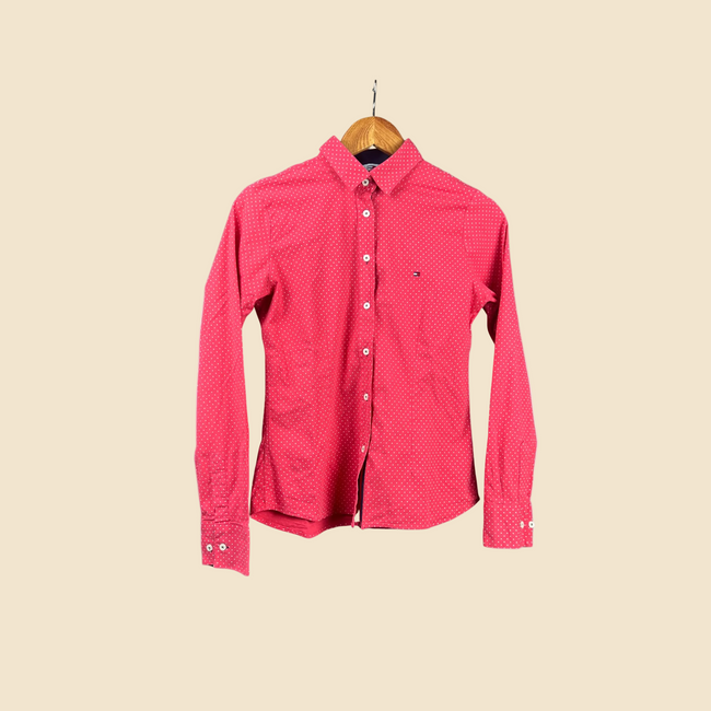 Chemise TOMMY HILFIGER rose à pois blancs - Taille 40