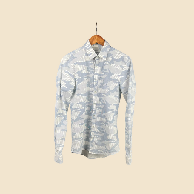 CALVIN KLEIN blue and white patterned shirt - Size 38
