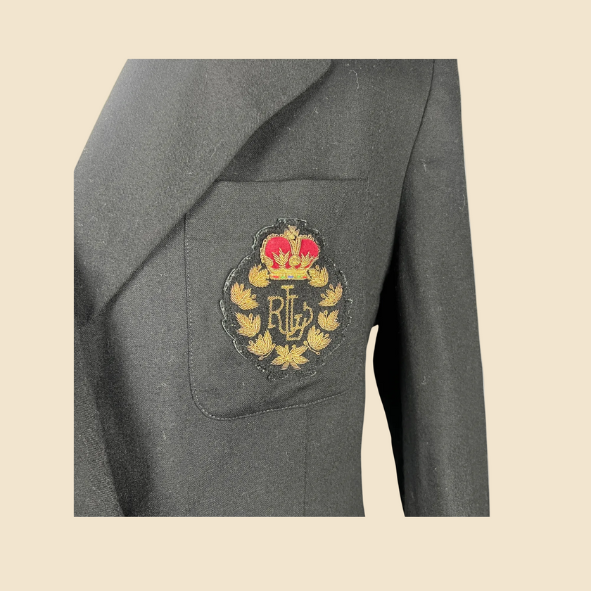 Blazer LAUREN Ralph Lauren vintage noir écusson brodé - Taille 42