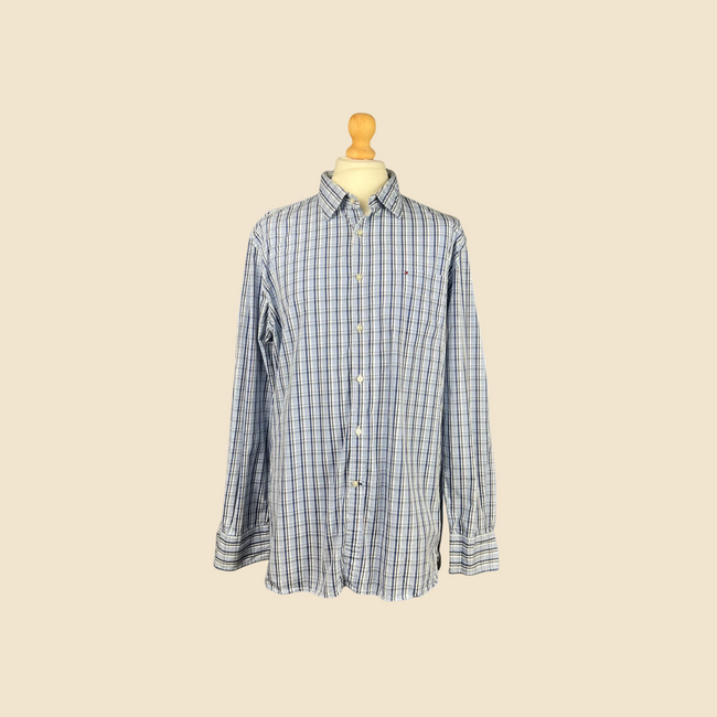 Chemise TOMMY HILFIGER à carreaux bleu et blanc - Taille XL