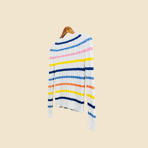 RALPH LAUREN white multi-striped sweater - Size S