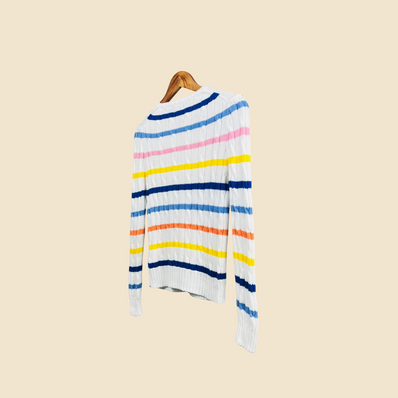 RALPH LAUREN white multi-striped sweater - Size S