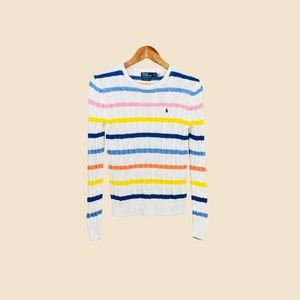 RALPH LAUREN white multi-striped sweater - Size S