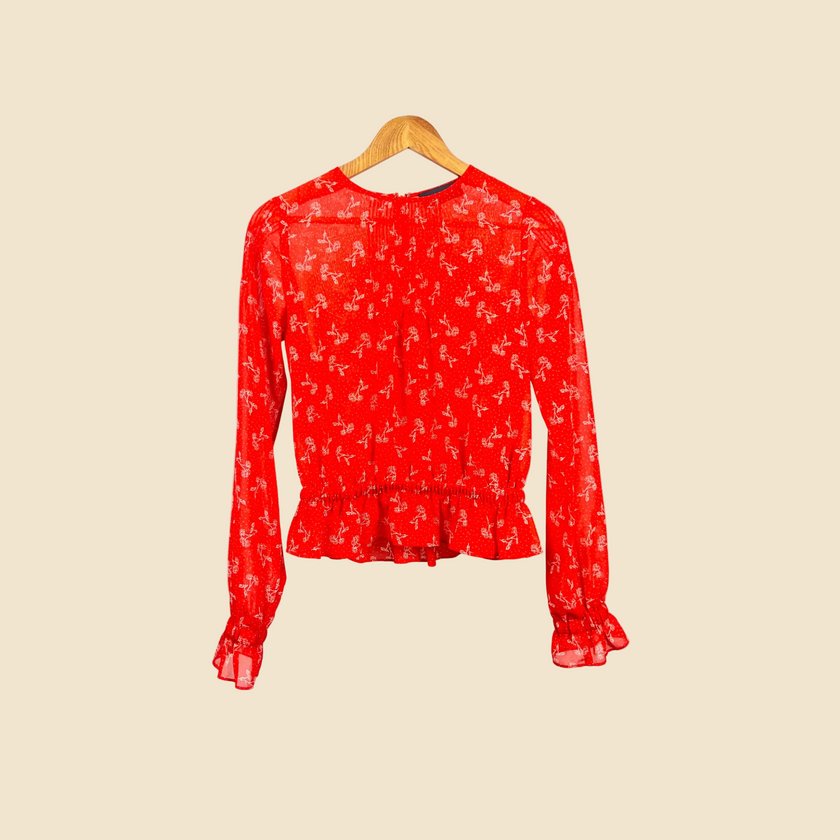 Blouse THE KOOPLES rouge imprimé floral & écru - Taille 36