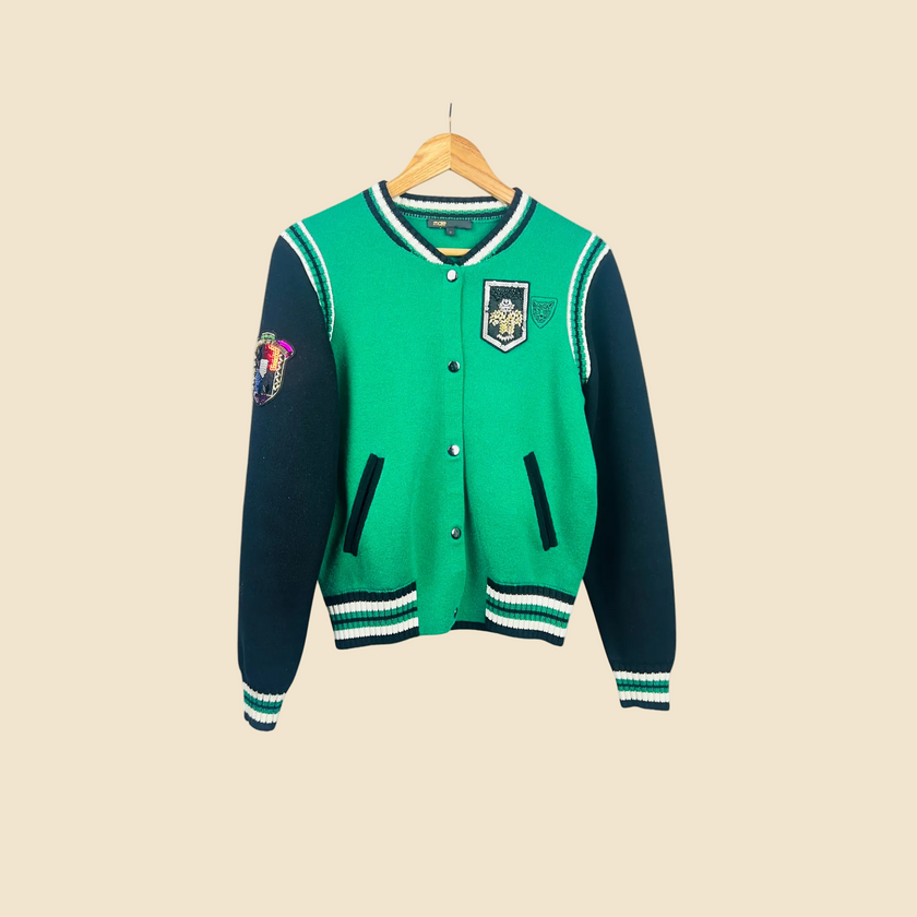 Veste MAJE verte & noire - Taille 2 (38 FR)