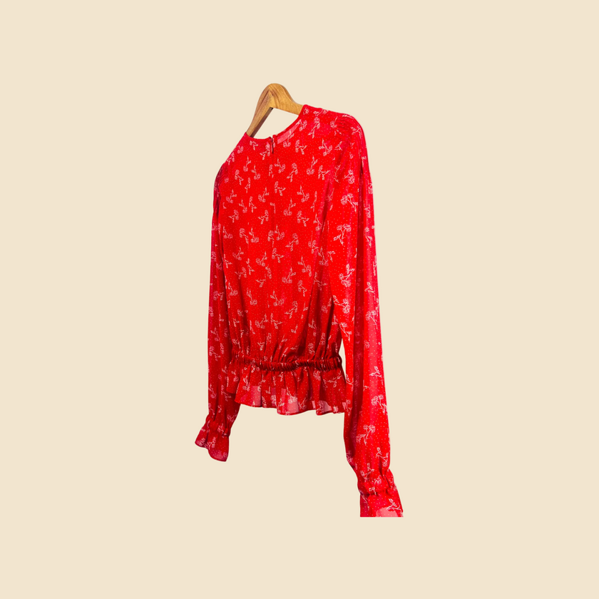 Blouse THE KOOPLES rouge imprimé floral & écru - Taille 36